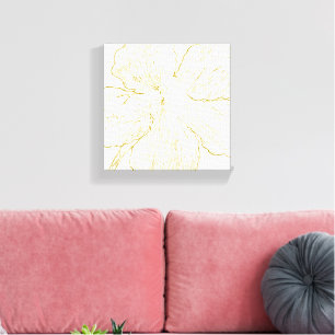 Fet Guld Blommig Linje Konst Minimalistisk Makro B Canvastryck
