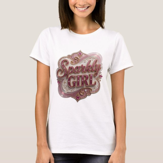 Fet Guld GLÄNSANDE Flicka Uttrycksfull Design T Shirt (Framsida)