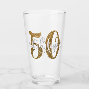 Fet Guld Glitter 50 & Fabulous Birthday Glaskopp