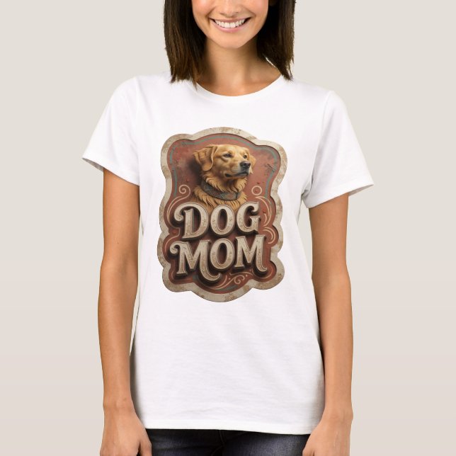 Fet Guld HUND MAMMA Slogan T-shirt (Framsida)
