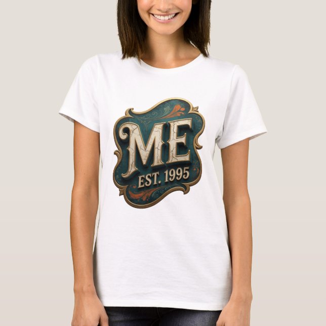 Fet Guld ME EST 1995 3D Textkonst T Shirt (Framsida)