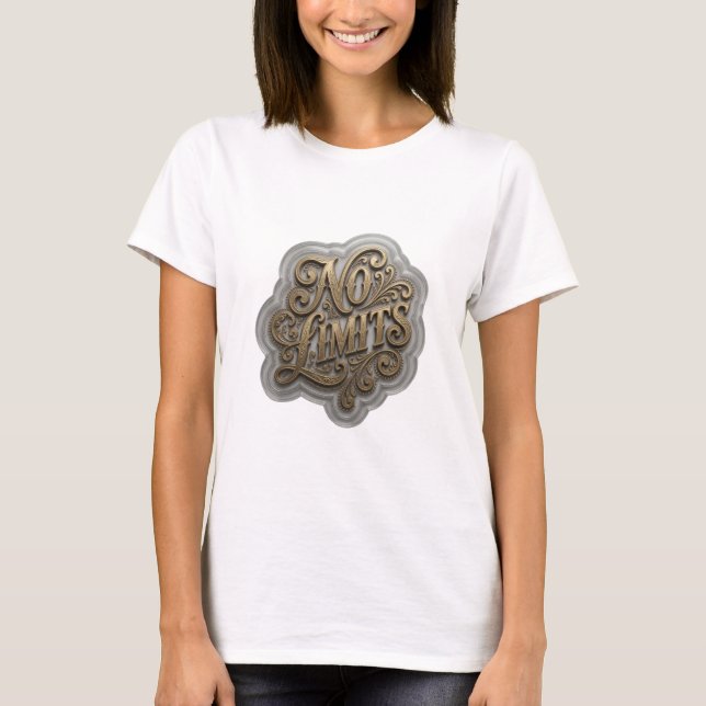 Fet Guld NO LIMITS Tryck T Shirt (Framsida)