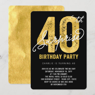 Fet guldblomma, 40:e födelsedagen Party Inbjudan