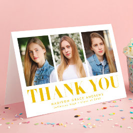 Fet Gult 3 Photo Studenten Tack Kort