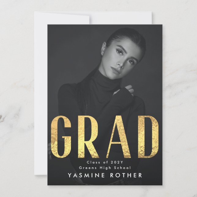 Fet Gult Gold Foil Contemporary GRAD Photo Meddelande (Framsida)