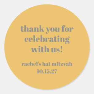 Fet Gult Grått Anpassningsbar  Bat mitzvah Tack Runt Klistermärke