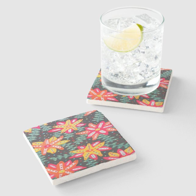 Fet Gult och Orange Blommor på svart Stenunderlägg (Sidan)