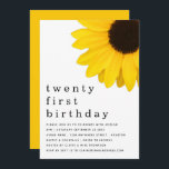Fet Gult Solros tjugoförsta Födelsedagsfesten Inbjudningar<br><div class="desc">Fet gult Solros tjugoförsta Födelsedagsfesten. Fira 21:a kvinnan med denna jättelika vackra solros fyller den översta högernas hand och huvudet är stort nedanför i snyggtens gemener med detaljerna vid grund. Anpassa texten till dina egna detaljer.</div>