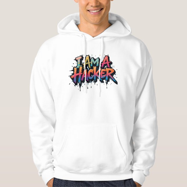 Fet Hacker Vibes: T-Shirt Hoodie (Framsida)