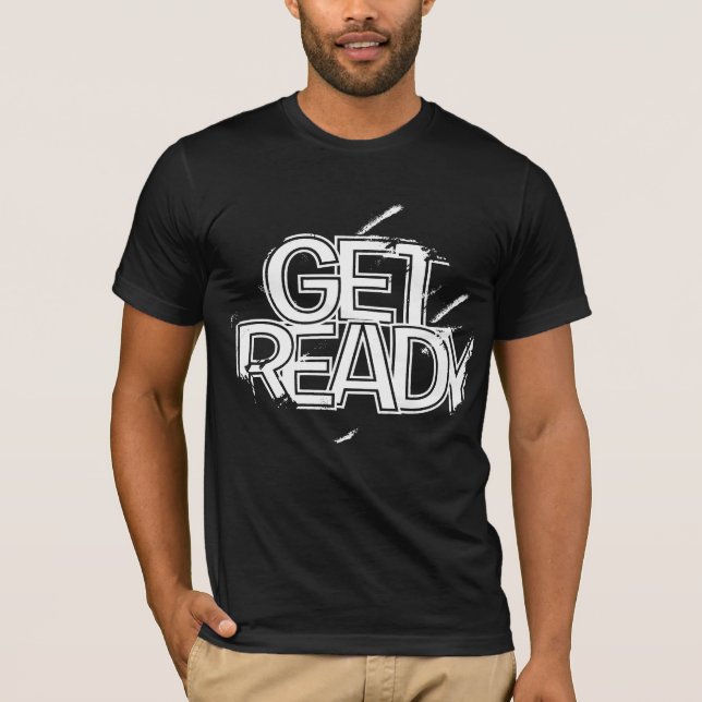 Fet "Hämta Redo" Grunge Gym Shirt Design T (Framsida)