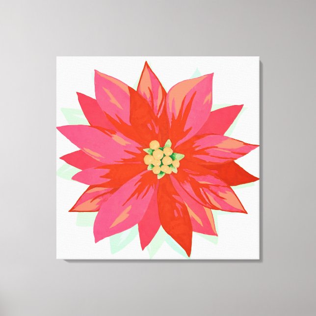 Fet, handmålad poinsettia anpassad design canvastryck (Framsida)