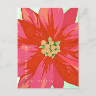 Fet, handmålad poinsettia anpassad design vykort