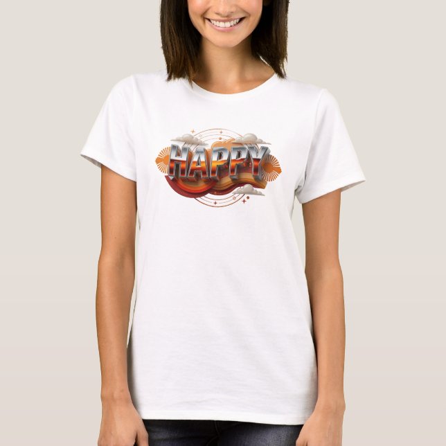 Fet HAPPY satsdesign T Shirt (Framsida)
