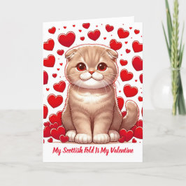 Fet Hearts: Scottish Fold's Valentine Joy Helgkort