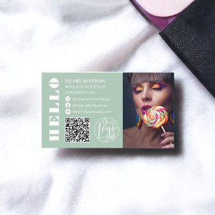 Fet hej grönt Qr-foto logotyp social-media Visitkort