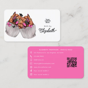Fet Hett-Rosa & Black African Nail Salon Visitkort