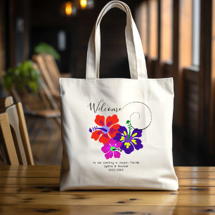 Fet Hibiscus Flowers Välkommen Guests Tote Bag Tygkasse