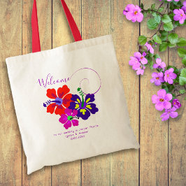 Fet Hibiscus Flowers Välkommen Guests Tote Bag Tygkasse