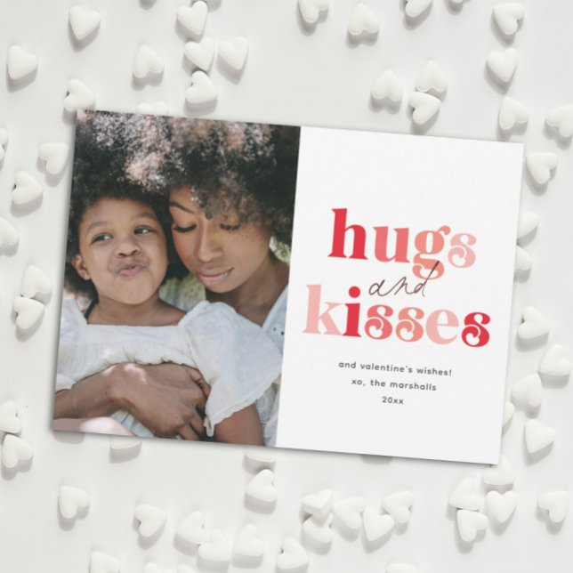Fet Hugs och Kisses Photo Valentine Day Anteckningskort (Skapare uppladdad)