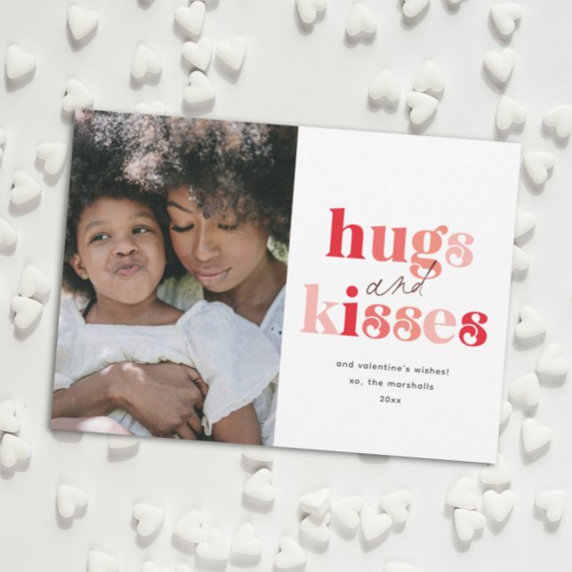 Fet Hugs och Kisses Photo Valentine Day Julkort (Skapare uppladdad)