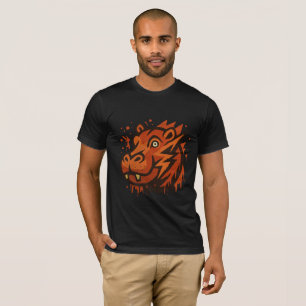 Fet illustration av flodhäst – Modern konstnärlig  T Shirt