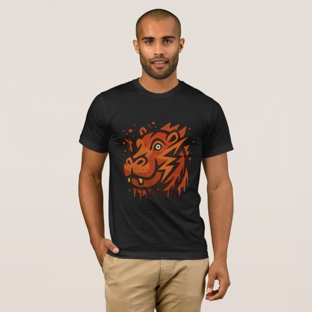 Fet illustration av flodhäst – Modern konstnärlig  T Shirt (Hel framsida)