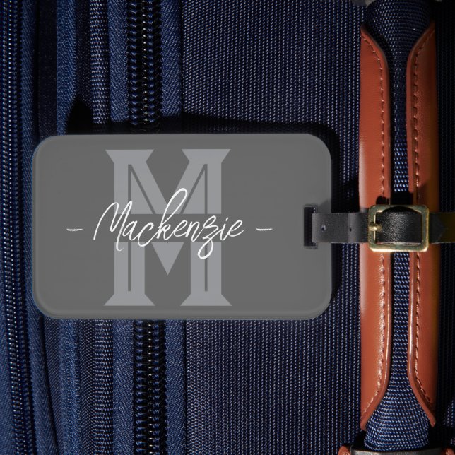 Fet initial personlig namnmonogram bagagebricka (Framsida Insitu 4)