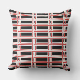 Fet Interlocking Red and White Rectangle Mönster Kudde