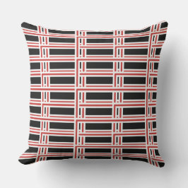 Fet Interlocking Red and White Rectangle Mönster Kudde