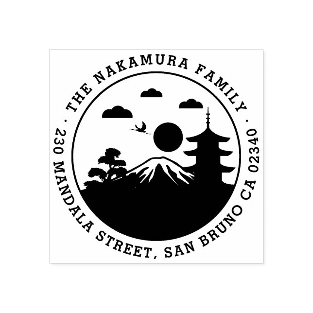 Fet japansk landskapsfamilj Namn Returadress Stämpel (Tryck)