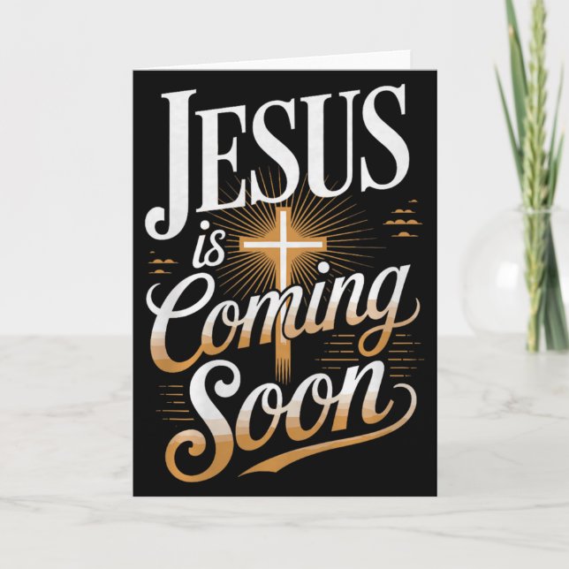 Fet Jesus Kommer Snart Kristet Kläder Premium Kort (Framsida)