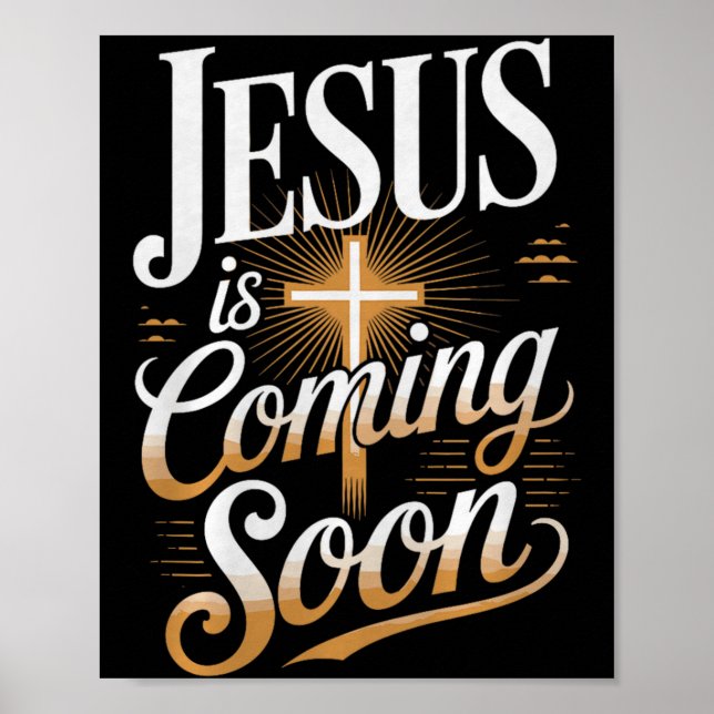 Fet Jesus Kommer Snart Kristet Kläder Premium Poster (Framsidan)