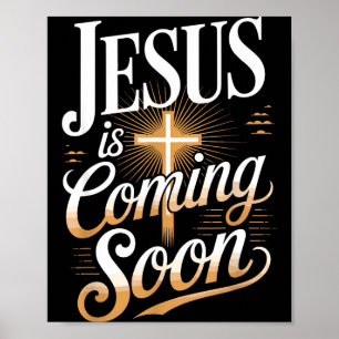 Fet Jesus Kommer Snart Kristet Mode Poster