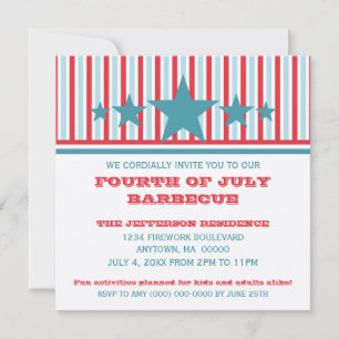 Fet juli 4:e Stars och stripes Inbjudan