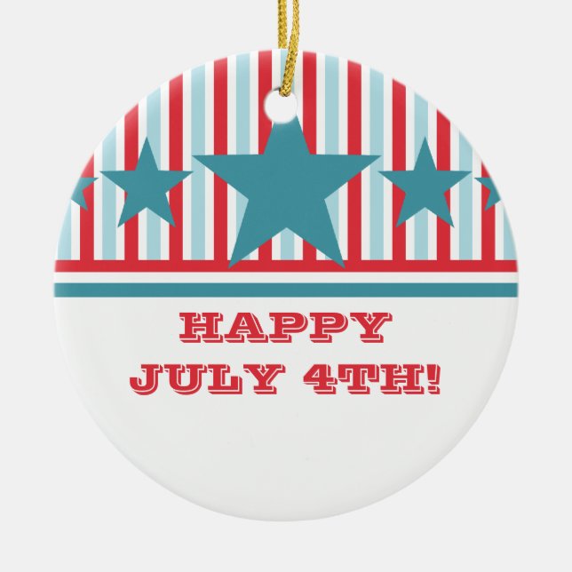 Fet juli 4:e Stars och stripes Ornamet Julgransprydnad Keramik (Framsidan)