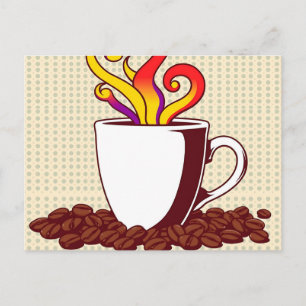 Fet Kaffe kopp med Retro Pop Art-tryck Vykort