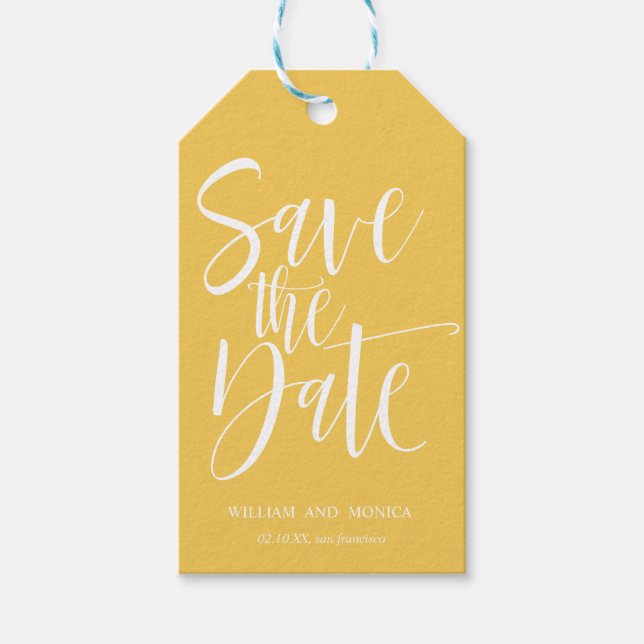 Fet kalligrafi | Senarelagt modernt datum Presentetikett (Framsidan)