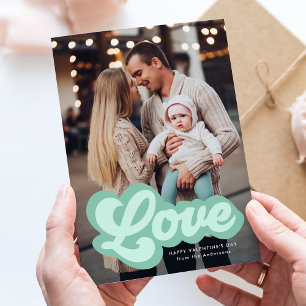 Fet Kärlek-skript Mint Grönt Photo Valentine Day Julkort
