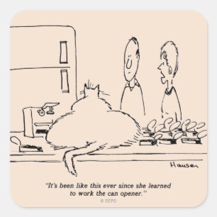 Fet katt fyrkantigt klistermärke