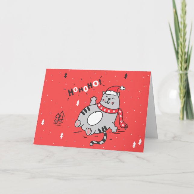 Fet katt julillustration  helgkort (Framsida)