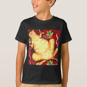 Fet katt på en dämpa t-shirt