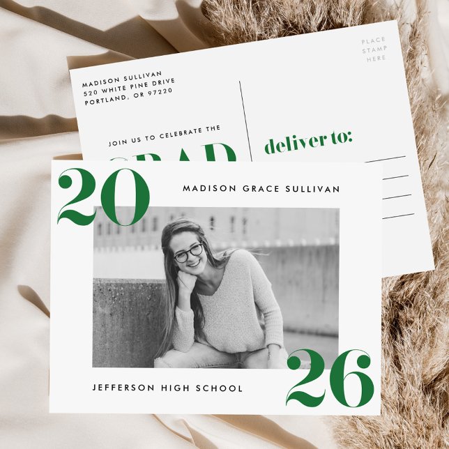 Fet klass för 2025-Gröntens fotoStudentfest Inbjudan Vykort (Skapare uppladdad)