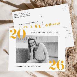 Fet klass för 2025-Gultens fotoStudentfest Inbjudan Vykort