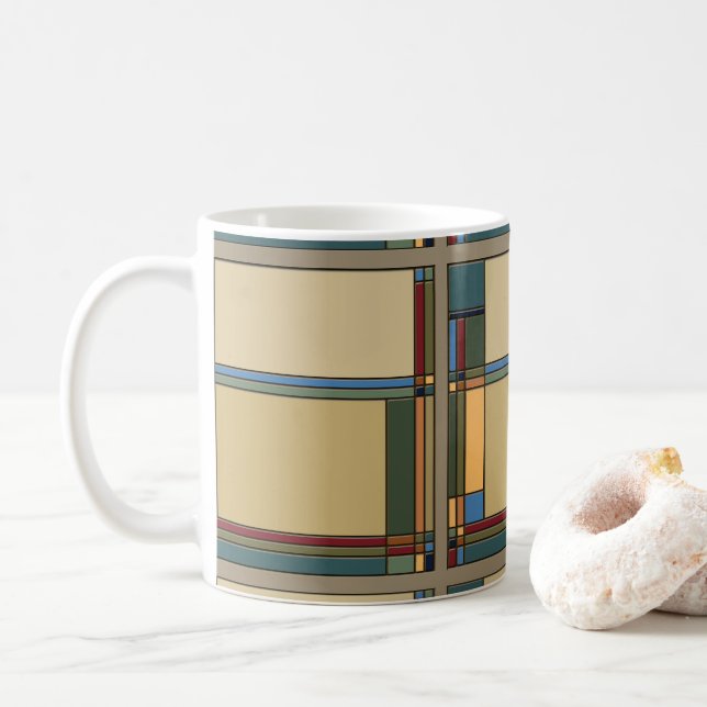 Fet konst & Crafts Geometric Bungalow Mönster Kaffemugg (Med munk)