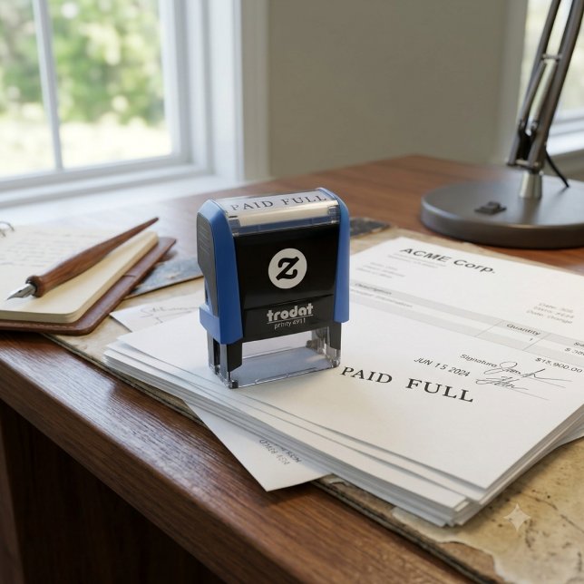 Fet kontorsdesign betald självfärgande stämpel (Bold Office Design Paid in Full Self-inking Stamp)