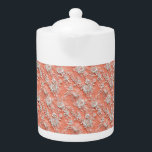 Fet koral Blommigt Snöre-Effect Porcelain Tekanna<br><div class="desc">Fet koral Blommigt Snöre-Effect Porcelain Tekanna 2</div>
