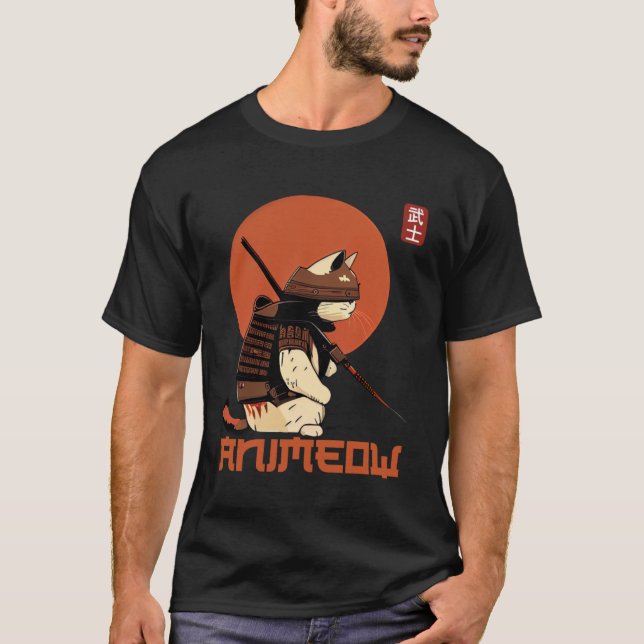 Fet krigskatt i klassisk samurai armor japansk t shirt (Framsida)