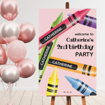 Fet Krita 2-års Födelsedagsfest Rosa Välkomstskylt