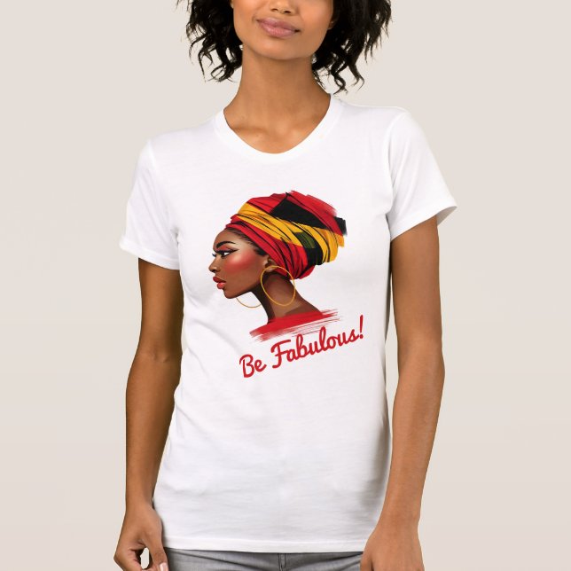 Fet kvinna i Vibrant Headwrap T Shirt (Framsida)