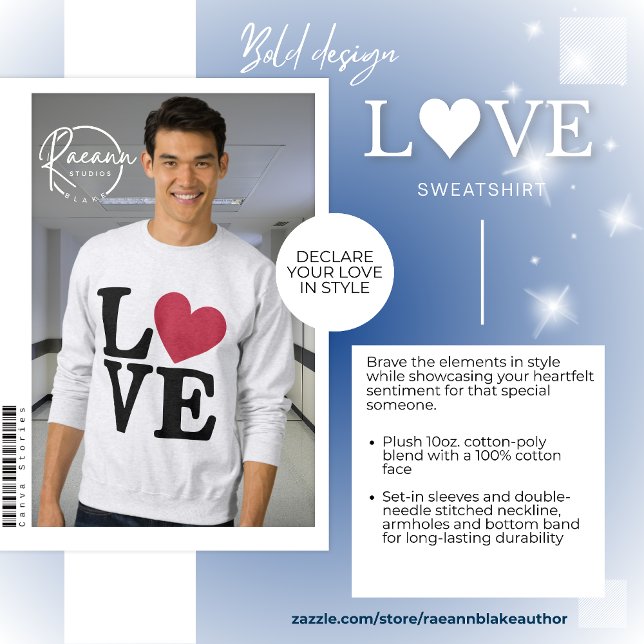Fet L♥VE Alla hjärtans dag-sweatshirt Lång Ärmad Tröja (Skapare uppladdad)